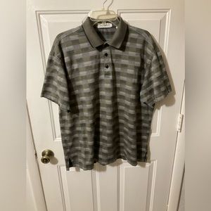 3/$12 Sale Axis Quick Dry Poly Golf/Polo Shirt-L gray textured stripe